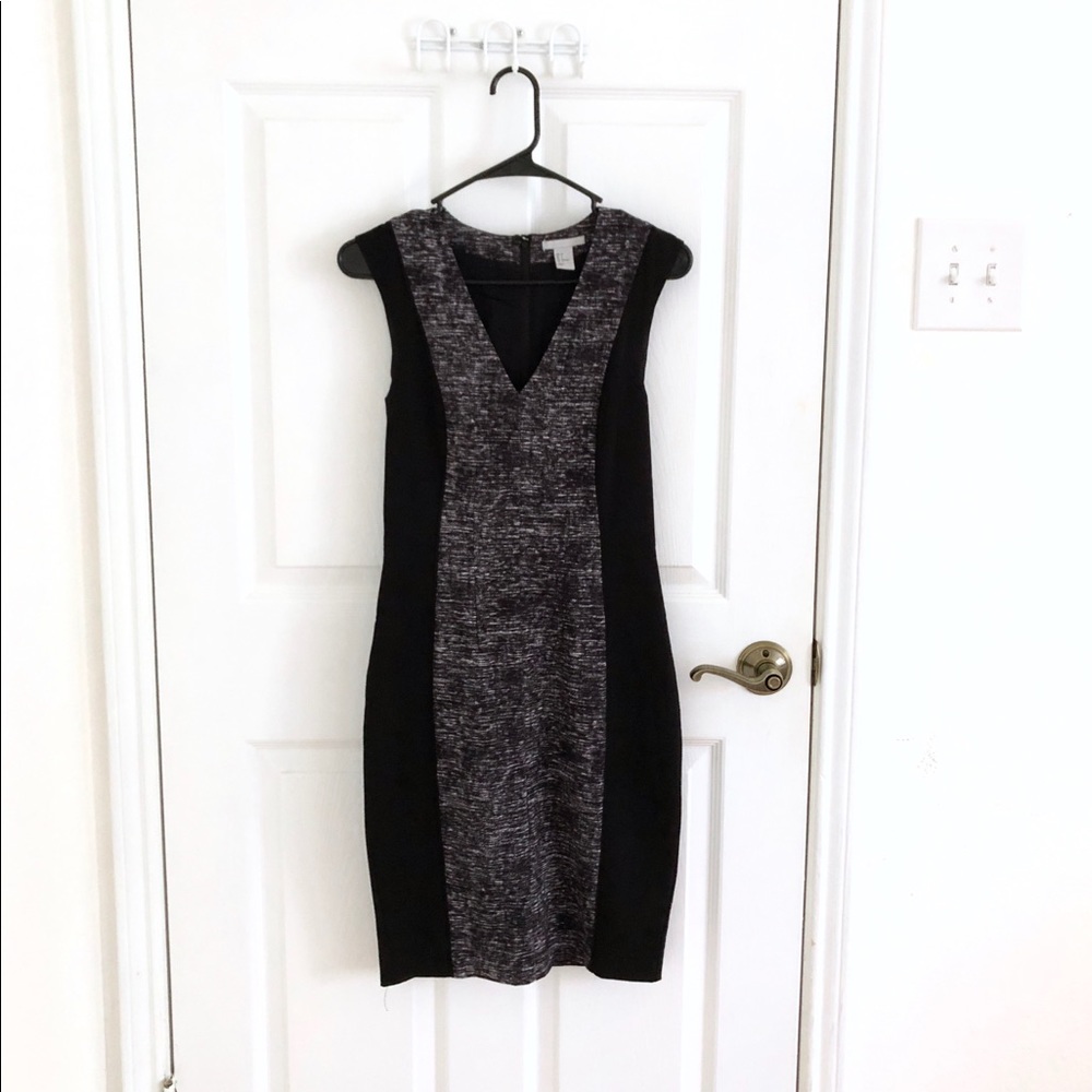H&M Black sheath dress with printed center